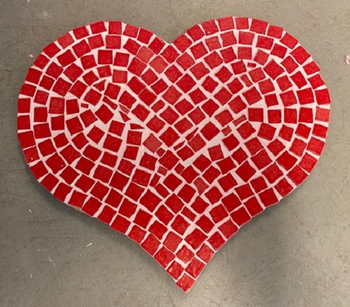 Support cœur en mosaïque en Emaux de Briare Harmonie rouge